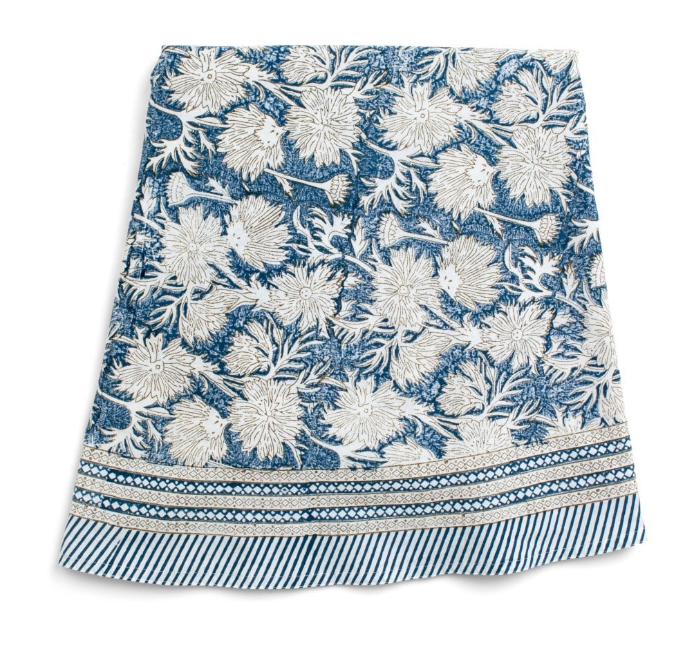 Chamois Rund Duk Waterlily Navy Blue - 220cm