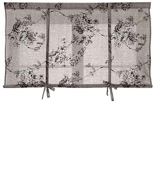 Hissgardin linnegrå svarta rosor voile shabby chic lantlig stil