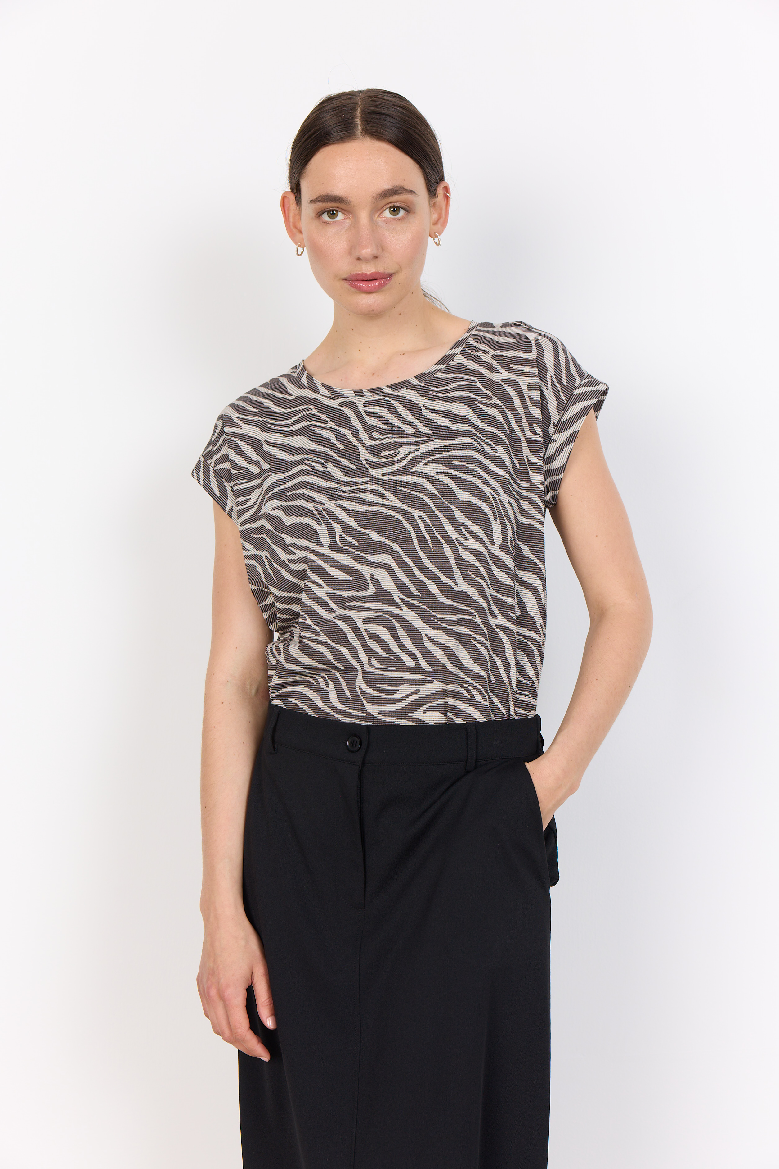  SC-GALINA 60 T-shirt Brun Zebramönstrad T-Shirt