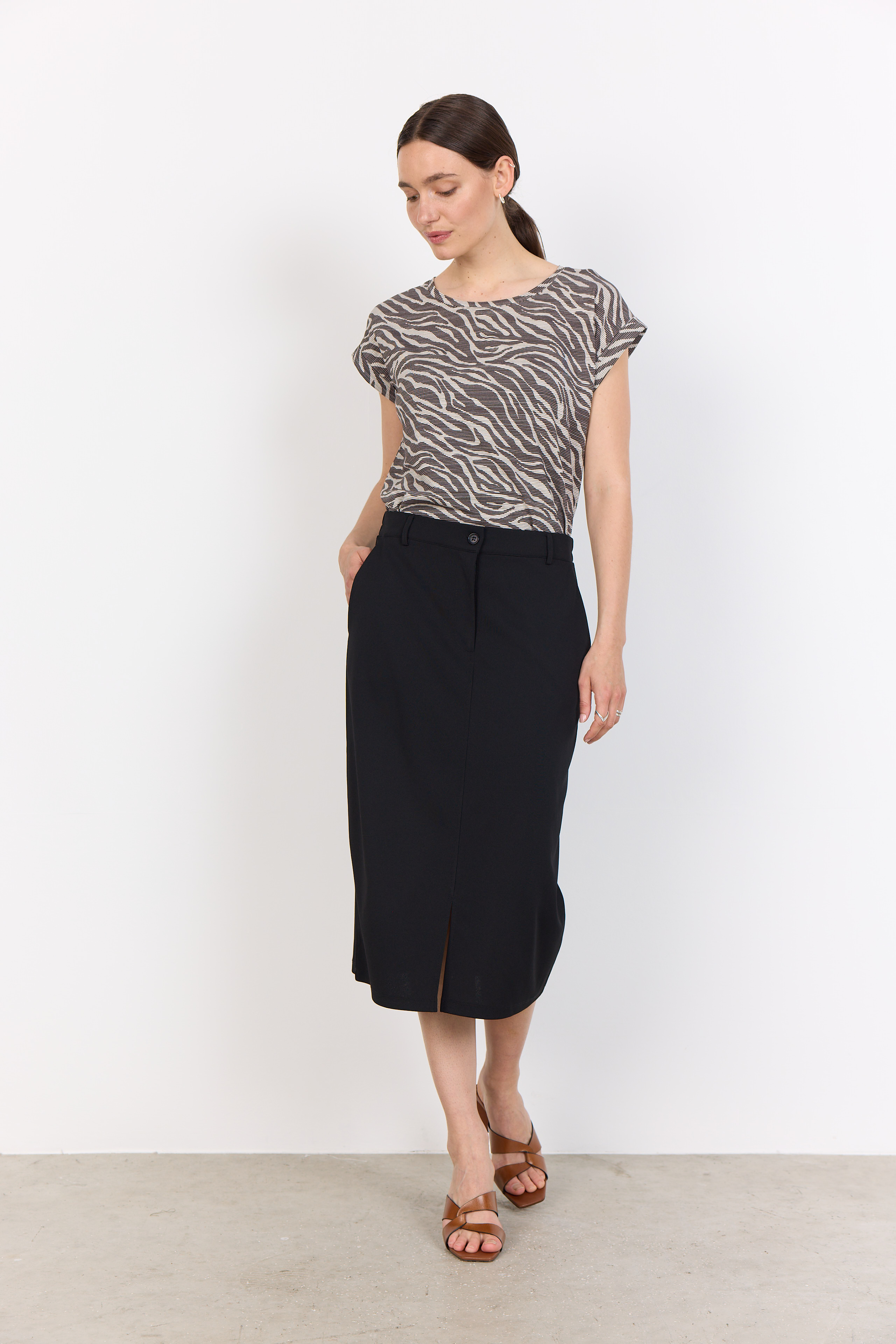  SC-GALINA 60 T-shirt Brun Zebramönstrad T-Shirt