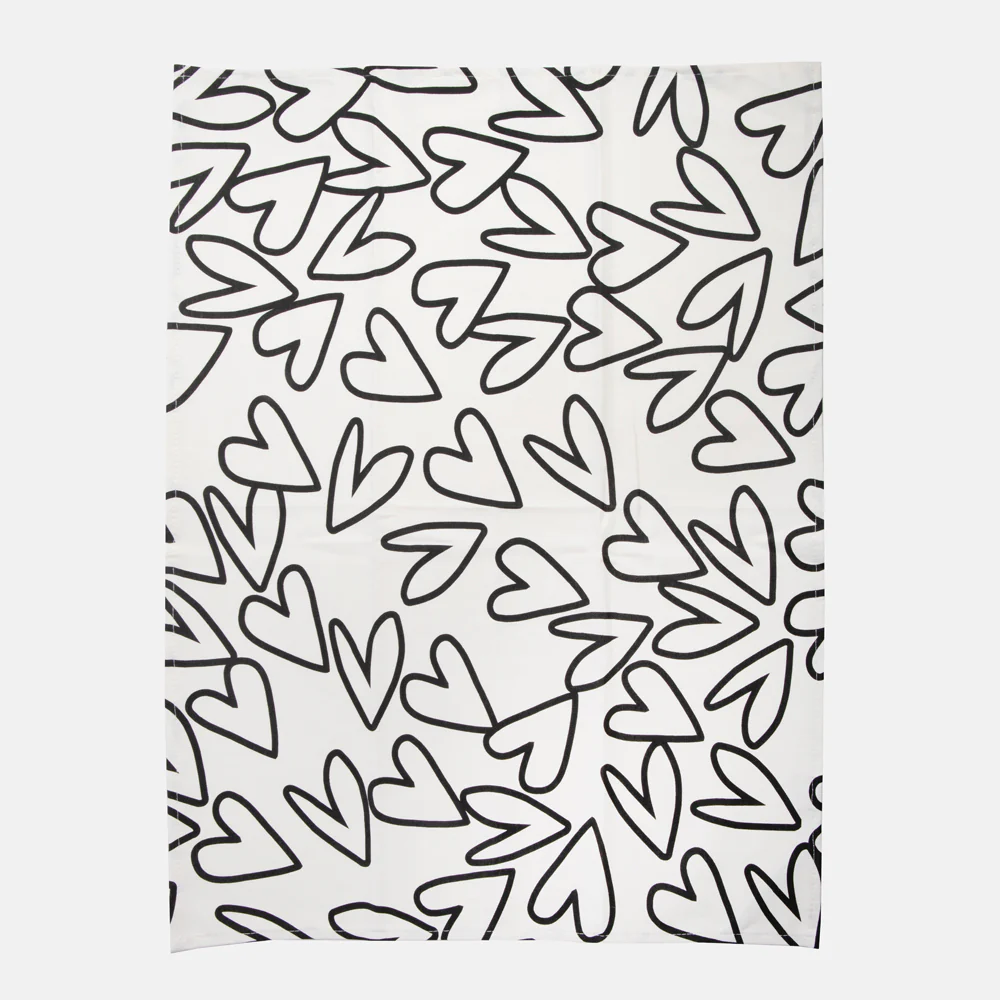 Multi Stripe/Mono Outline Hearts Set of 2 Tea Towels - 4