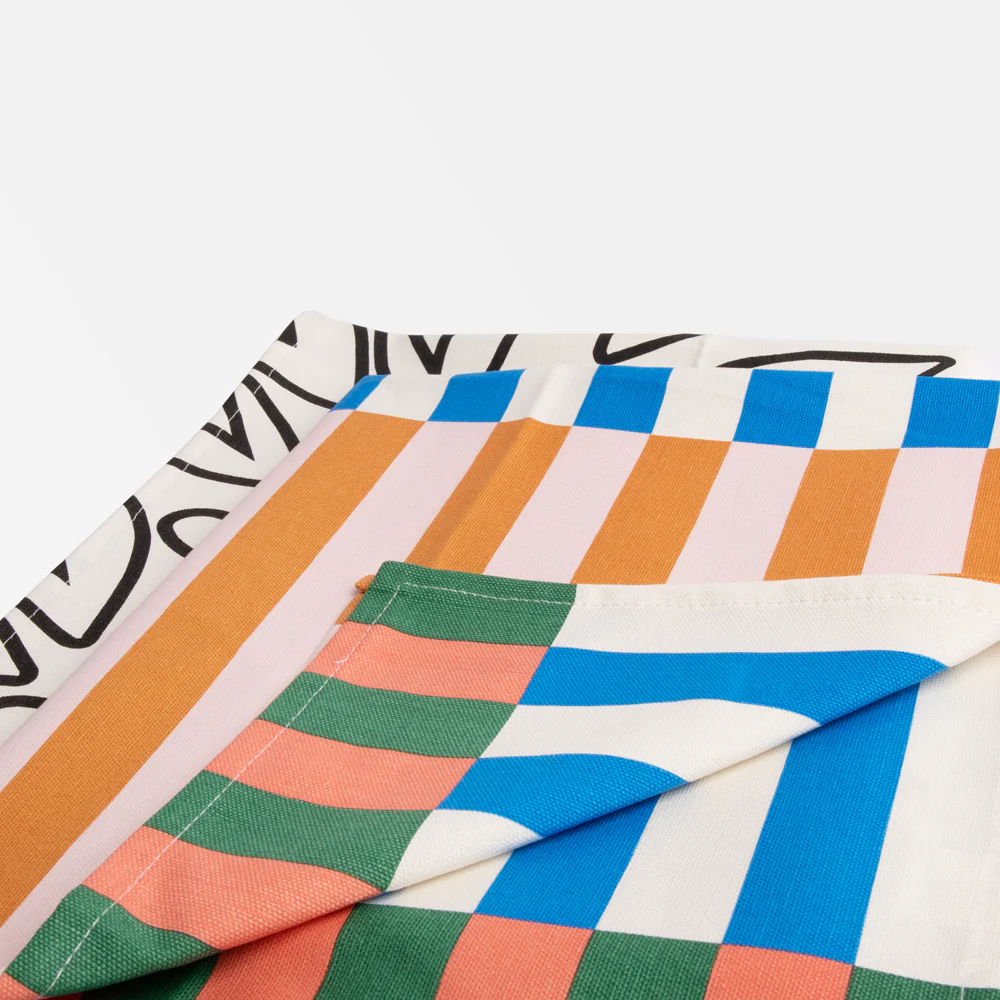 Multi Stripe/Mono Outline Hearts Set of 2 Tea Towels - 3