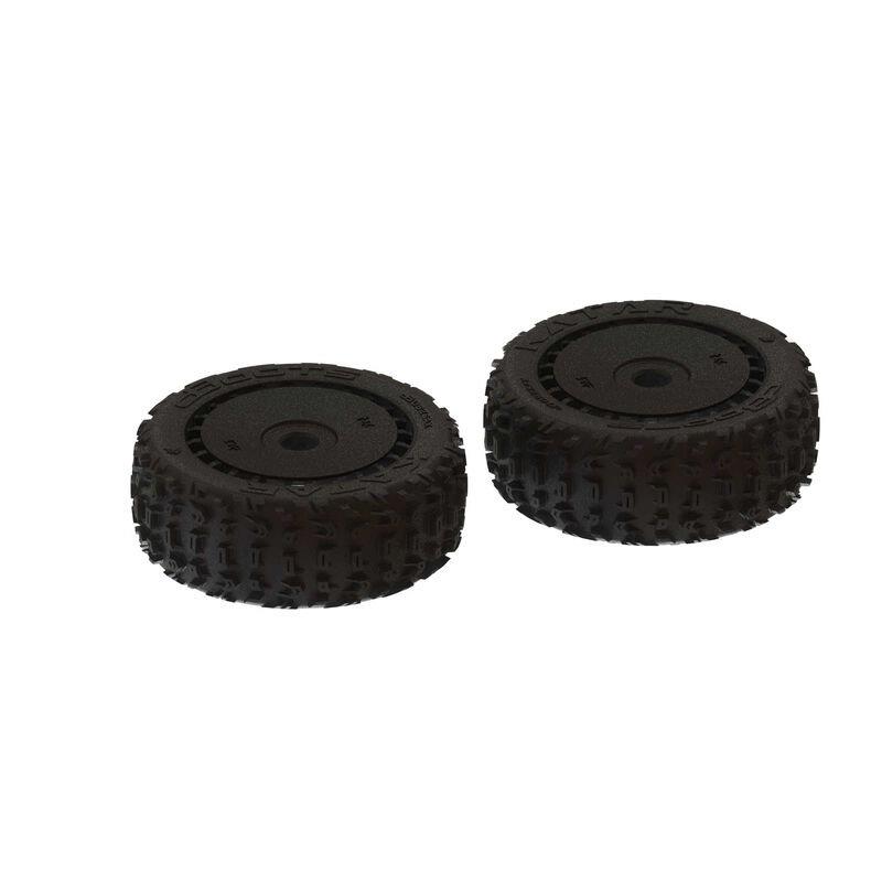ARRMA 1/8 dBoots Front/Rear 3.3 Pre-Mounted Tires, 17mm Hex, Black (2): Katar B 
