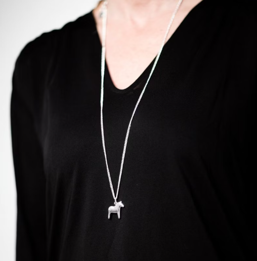 Halsband dalahäst 85 cm silver - 2