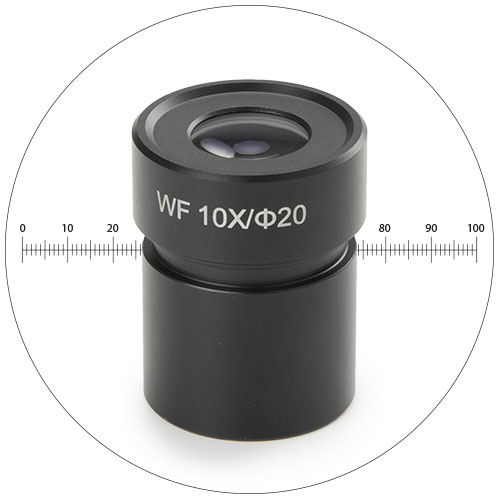 Okular med mikrosmerskala, 10mm/100 indelningar, 10x/22 mm