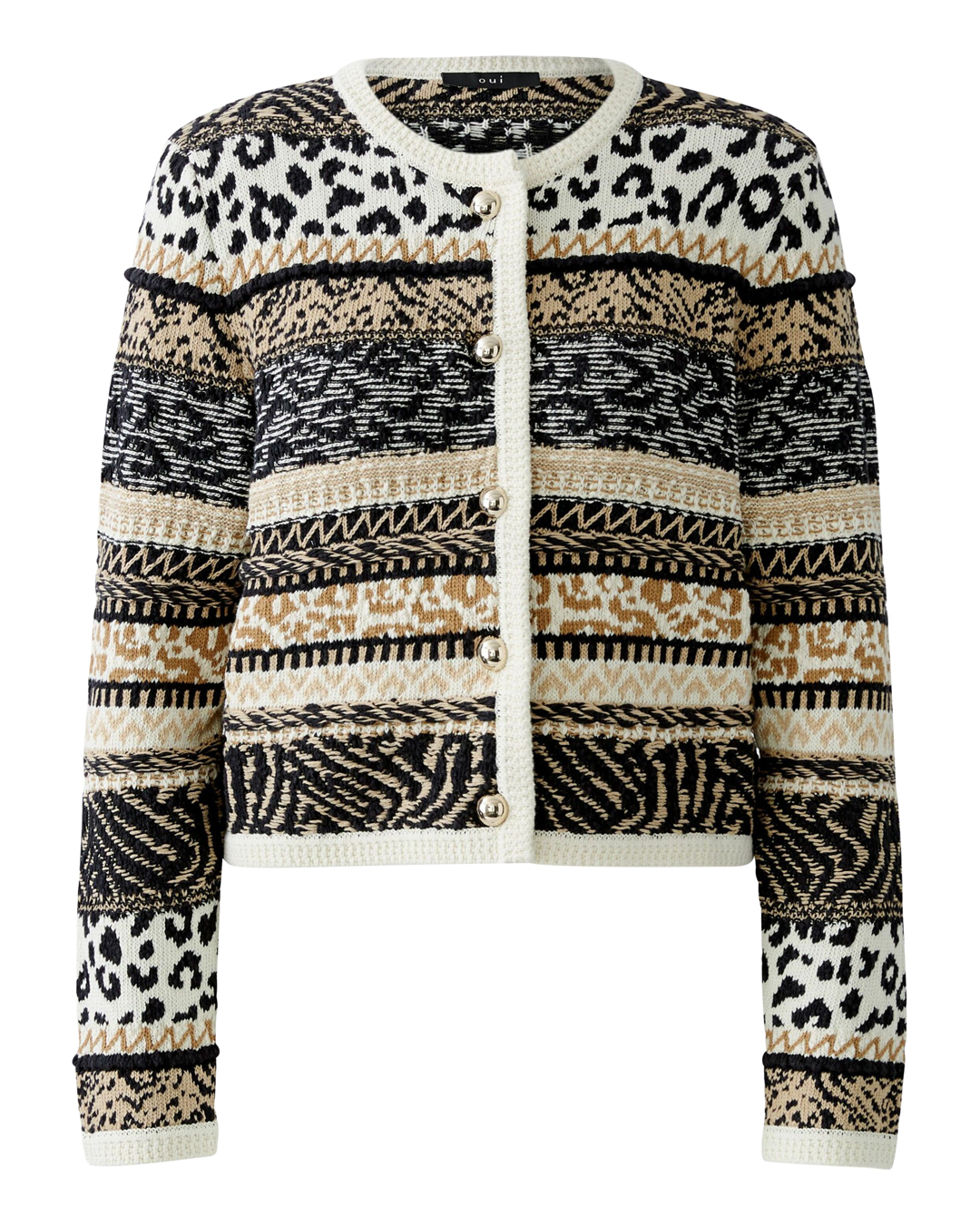 Bomullskofta mönstrad svart/beige/offwhite - 5