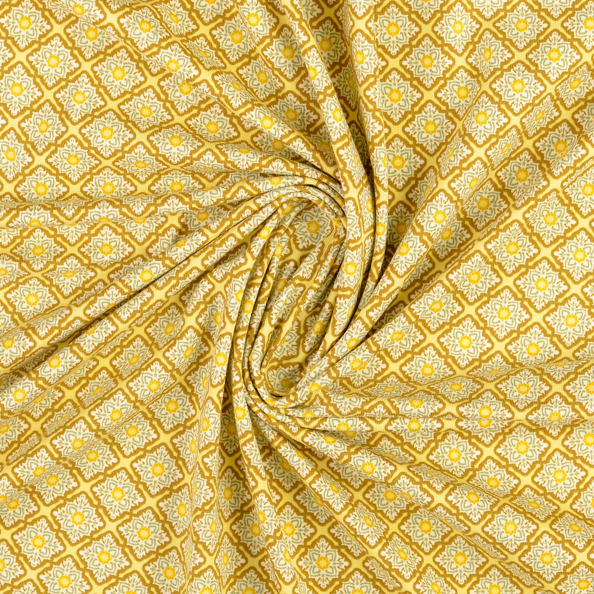 Retro Kakel Bomull Jersey Okra & Orange - 3