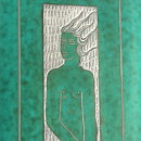 Wilhelm Kåge (Argenta 1955) Footed Block Vase with Woman Decor 30 cm