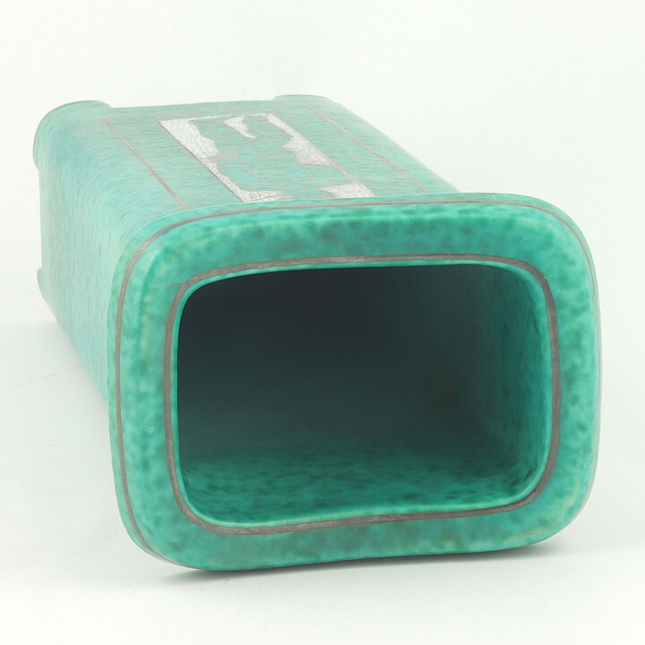 Wilhelm Kåge (Argenta 1955) Footed Block Vase with Woman Decor 30 cm