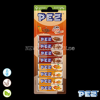 PEZ Refill COLA & ORANGE 8-pack 68G - Bäst före: 2026-10-30
