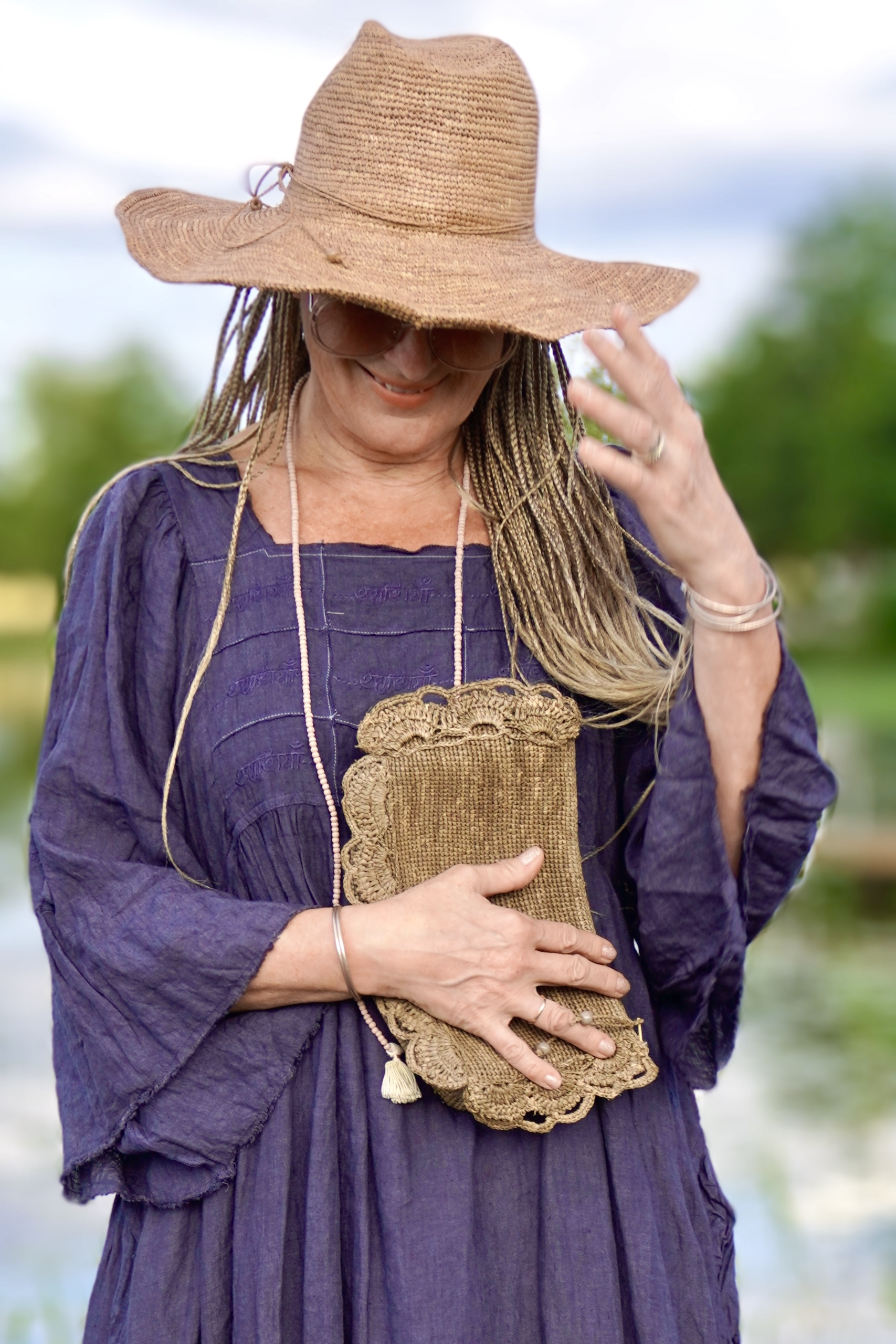 AZIZ RAFFIA HAT LIGHT BROWN 