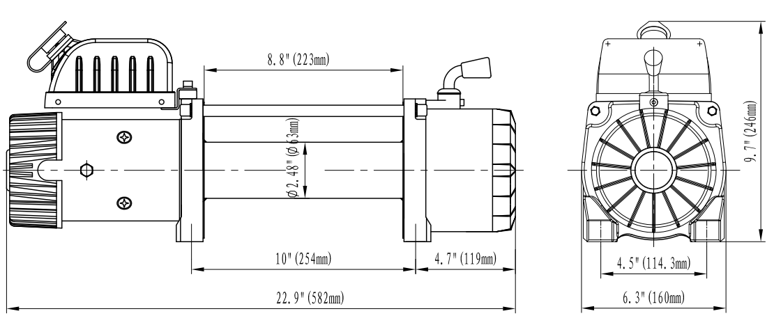 Warrior EN 2500 elektrisk dragvinsch / Maxlast: 2500 kg  - 2