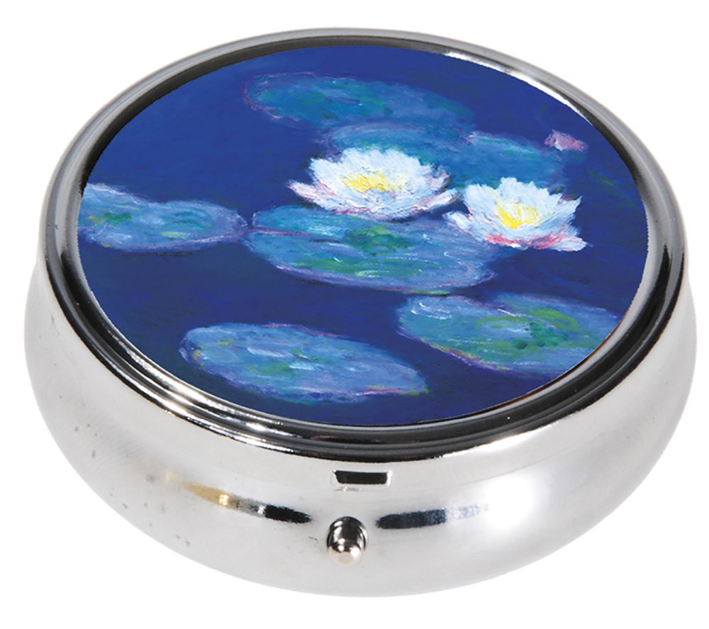Rund pilleæske med spejl, stor, Claude Monet, Åkander,  TEMA-produkt
