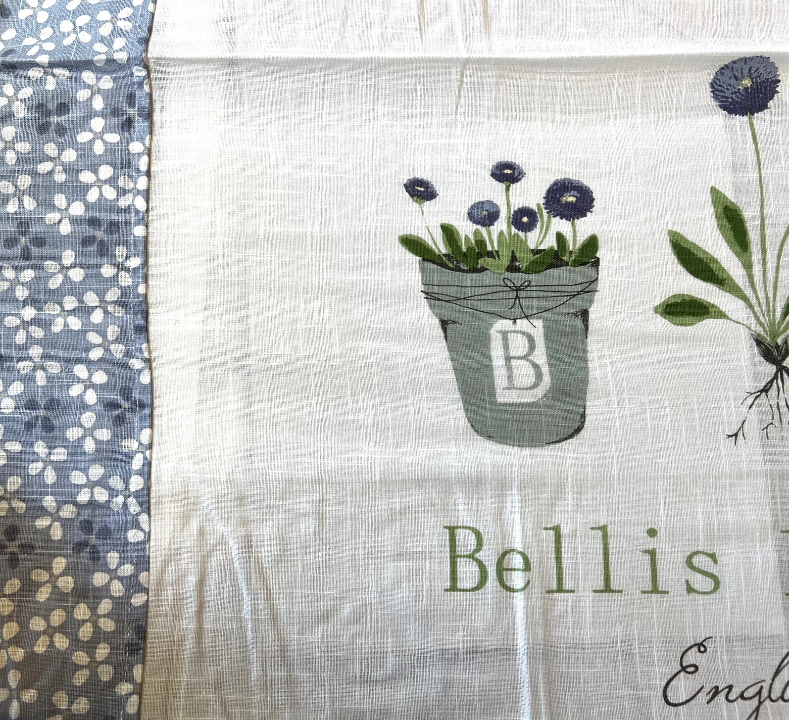 Hissgardin Bellis Flora lavendelblå lantlig stil - 2