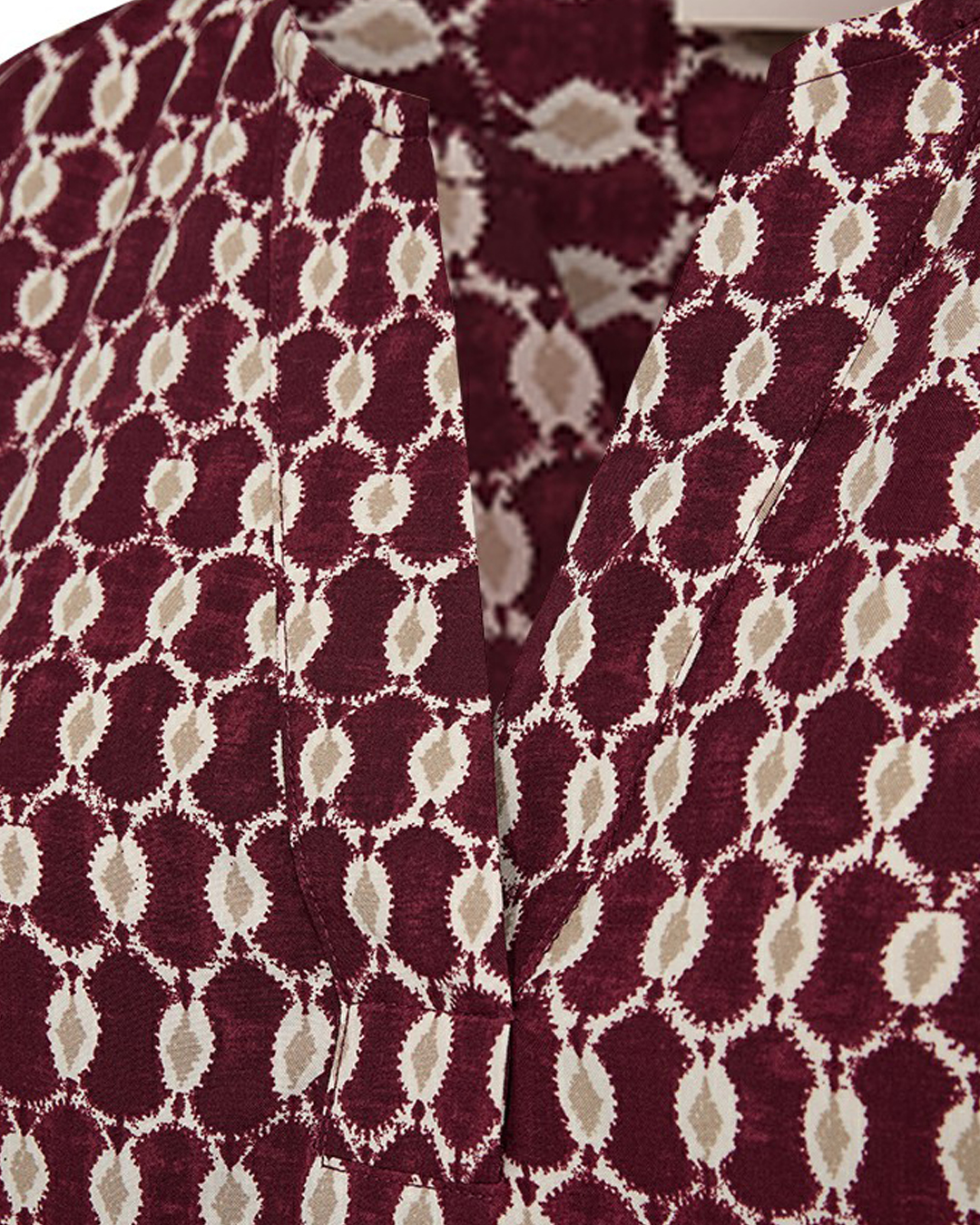 Blus Adney v-ringad vinröd/beige - 3