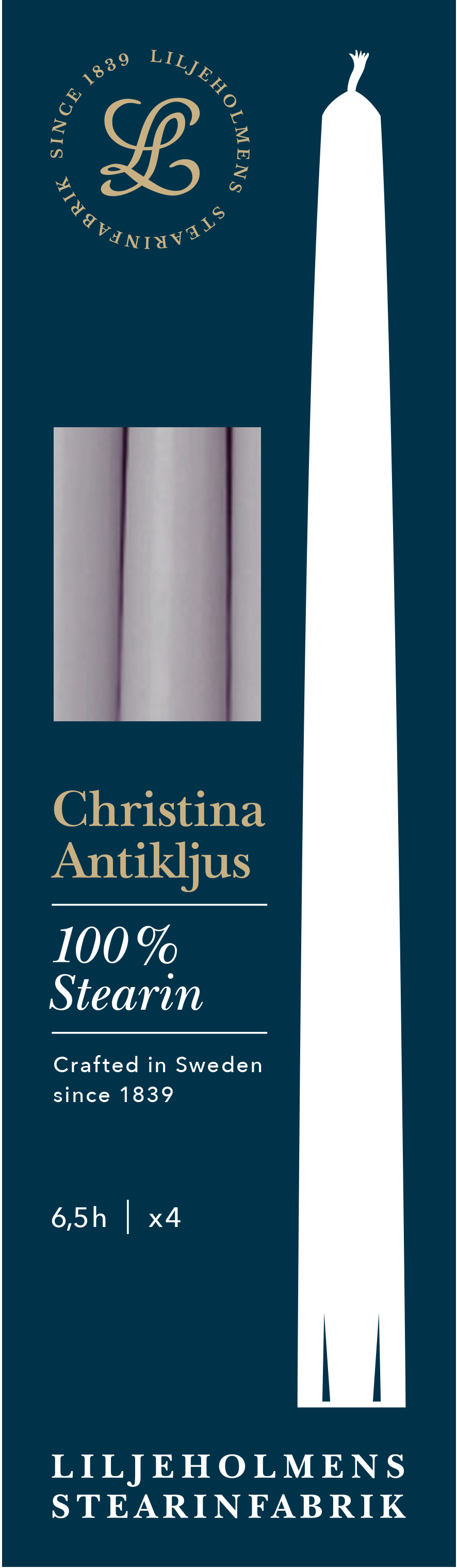 Christina Antikljus 4er-Pack Malve I Ø 22 x H255 mm – 100 % Stearin