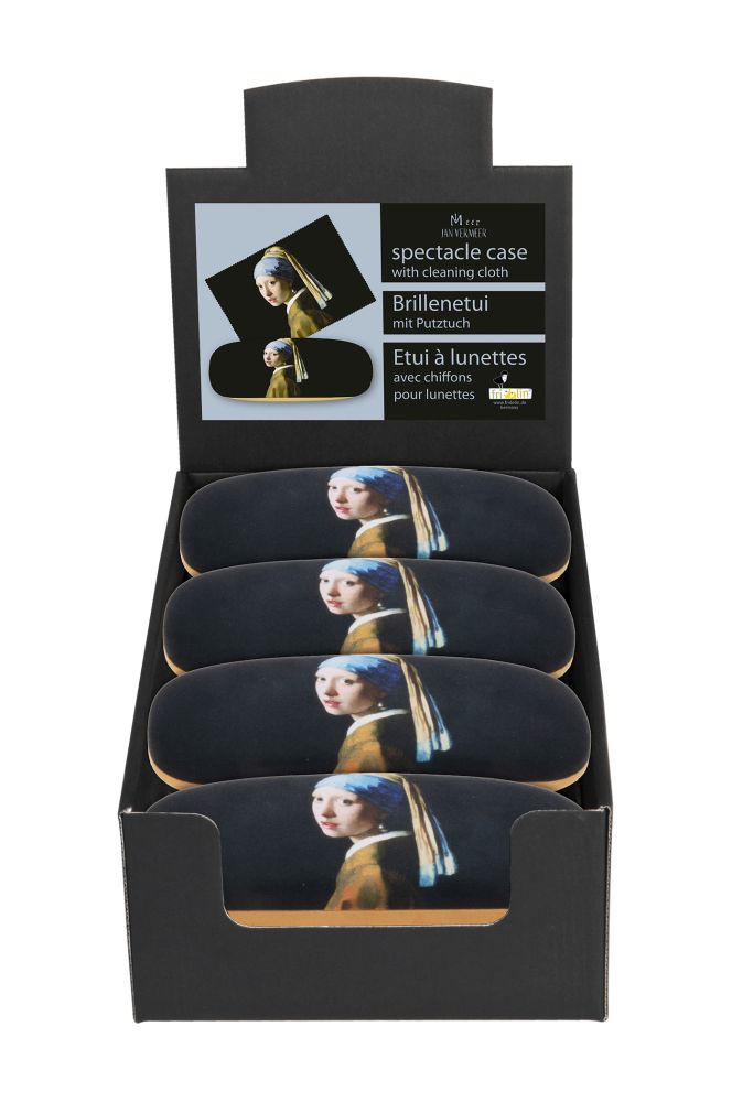 Brilleetuier med pudseklude, Vermeer, Pige med perleørering, Borddisplay med 8 stk. TEMA-produkt
