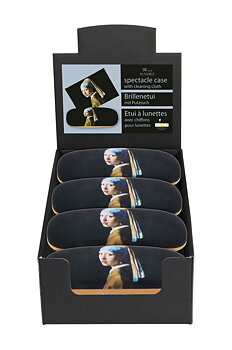 Brilleetuier med pudseklude, Vermeer, Pige med perleørering, Borddisplay med 8 stk. TEMA-produkt