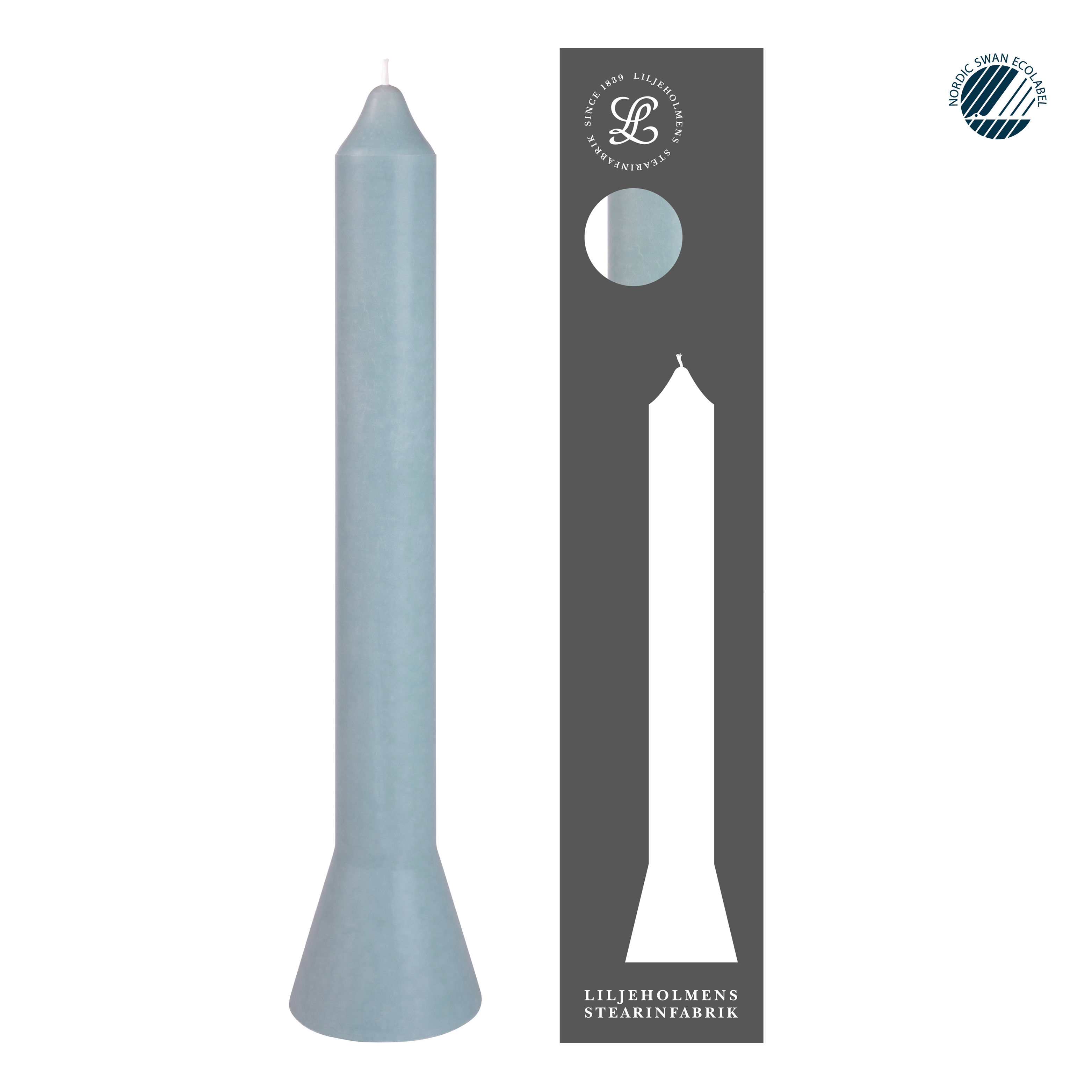 Premiumkerze Anna Taubenblau I Selbstlöschend I Ø 39 x H 360 mm