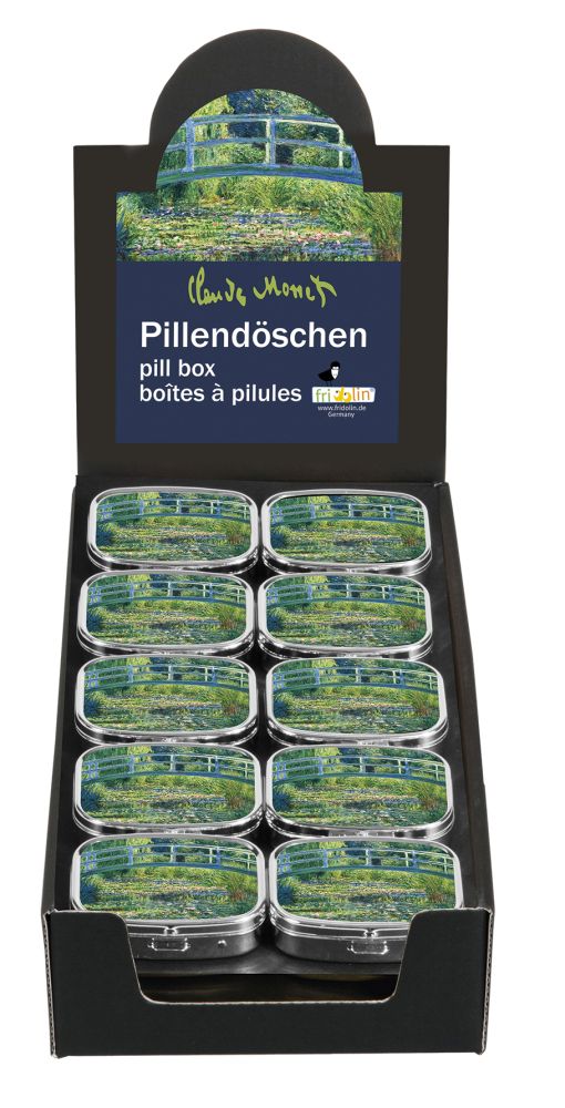 Pilleæsker med spejl, Monet, Bro over åkandedammen, Borddisplay med 30 stk., TEMA-produkt