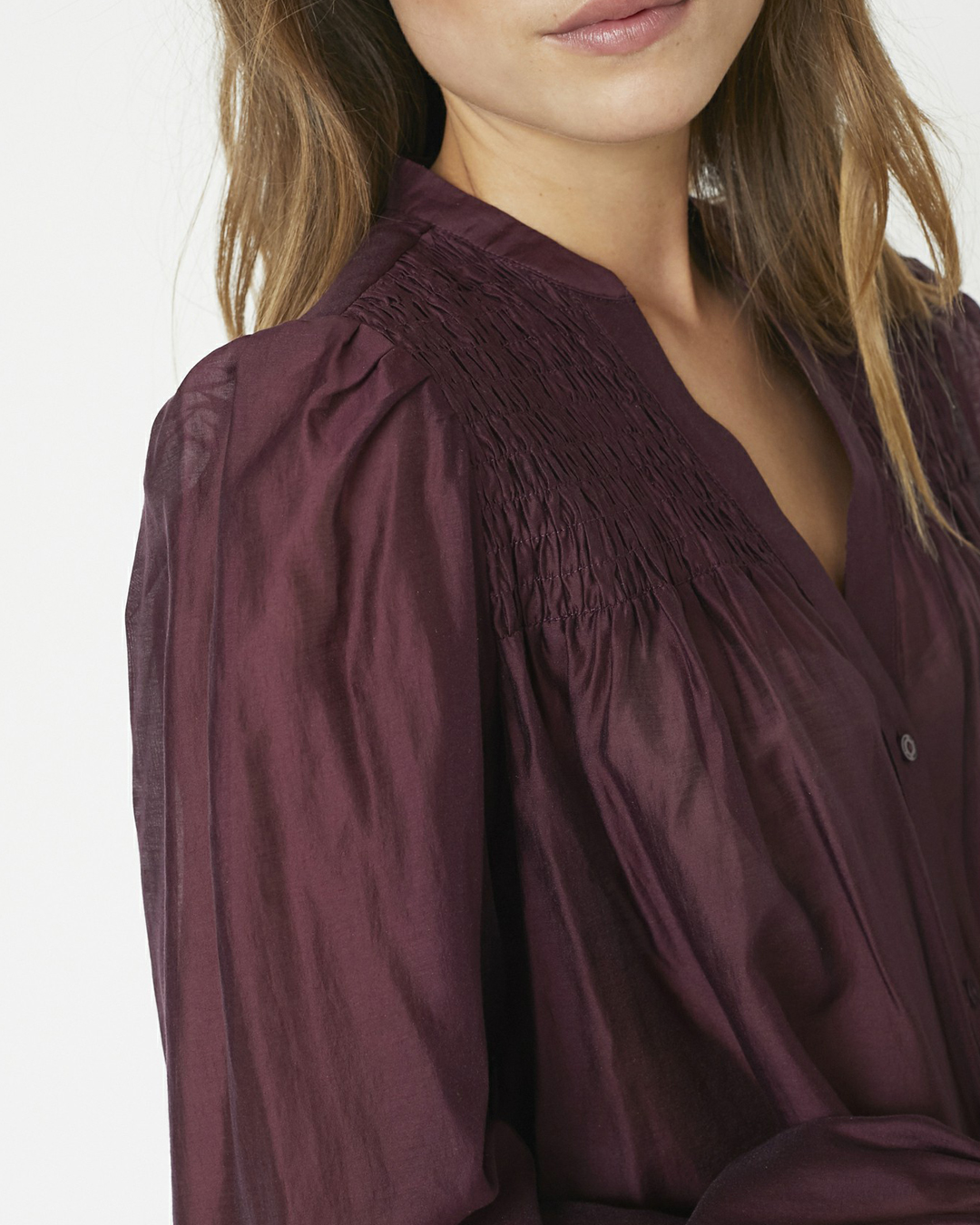 Blus Taffy resår i ärm vinröd - 3