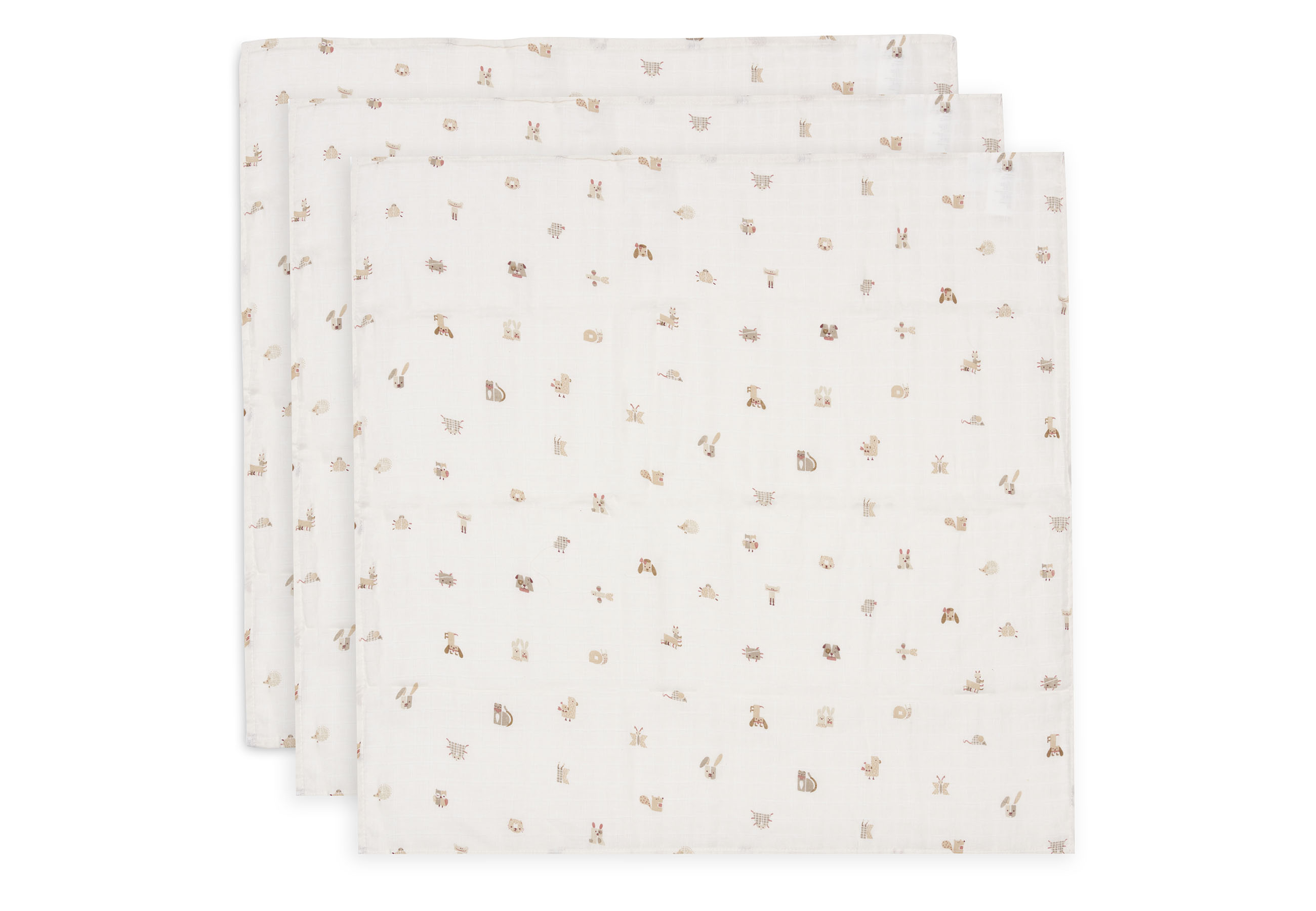 Jollein Muslinfilt 70x70cm Animal Friends (3pack)									