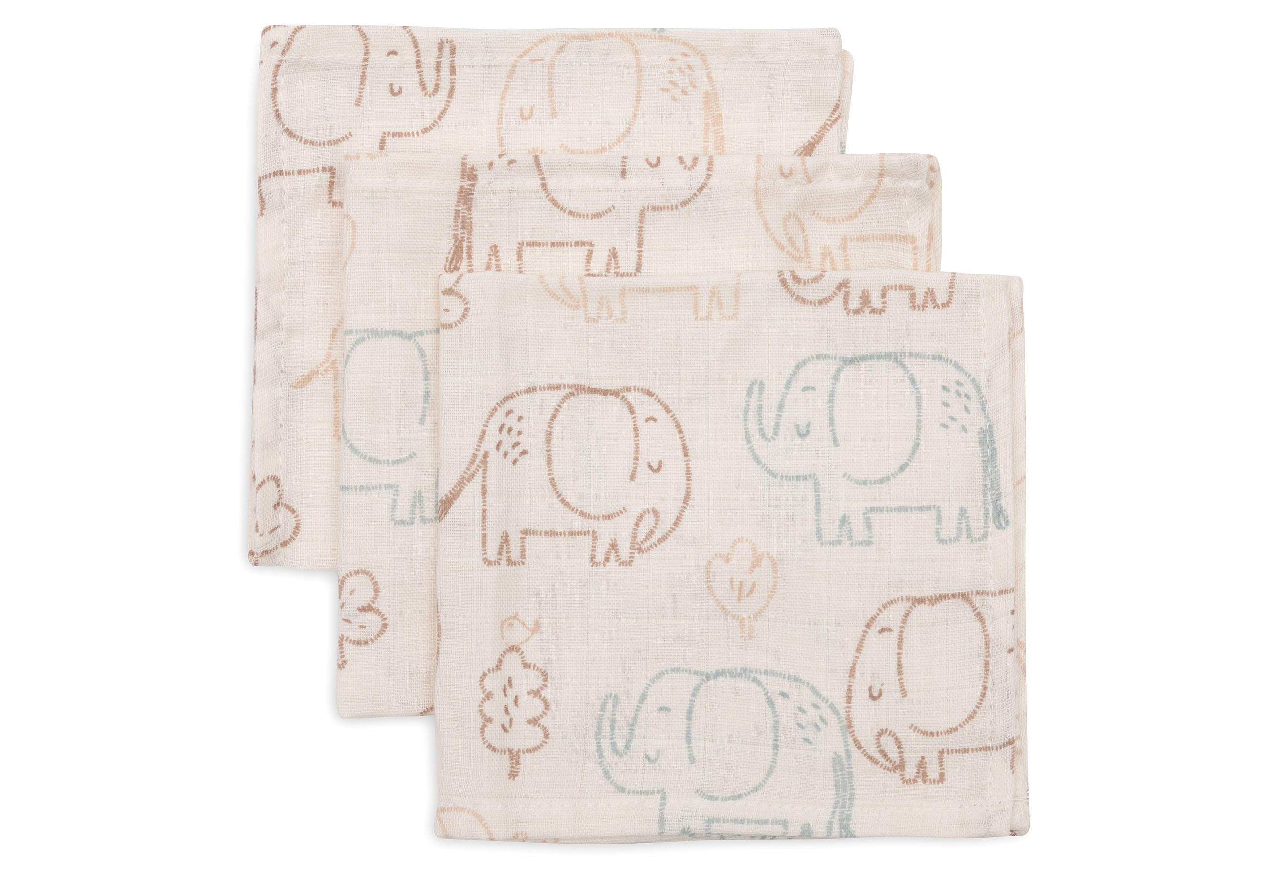 Jollein Muslin Tvättlapp Muslin 31x31cm Elephant Tales (3pack)						