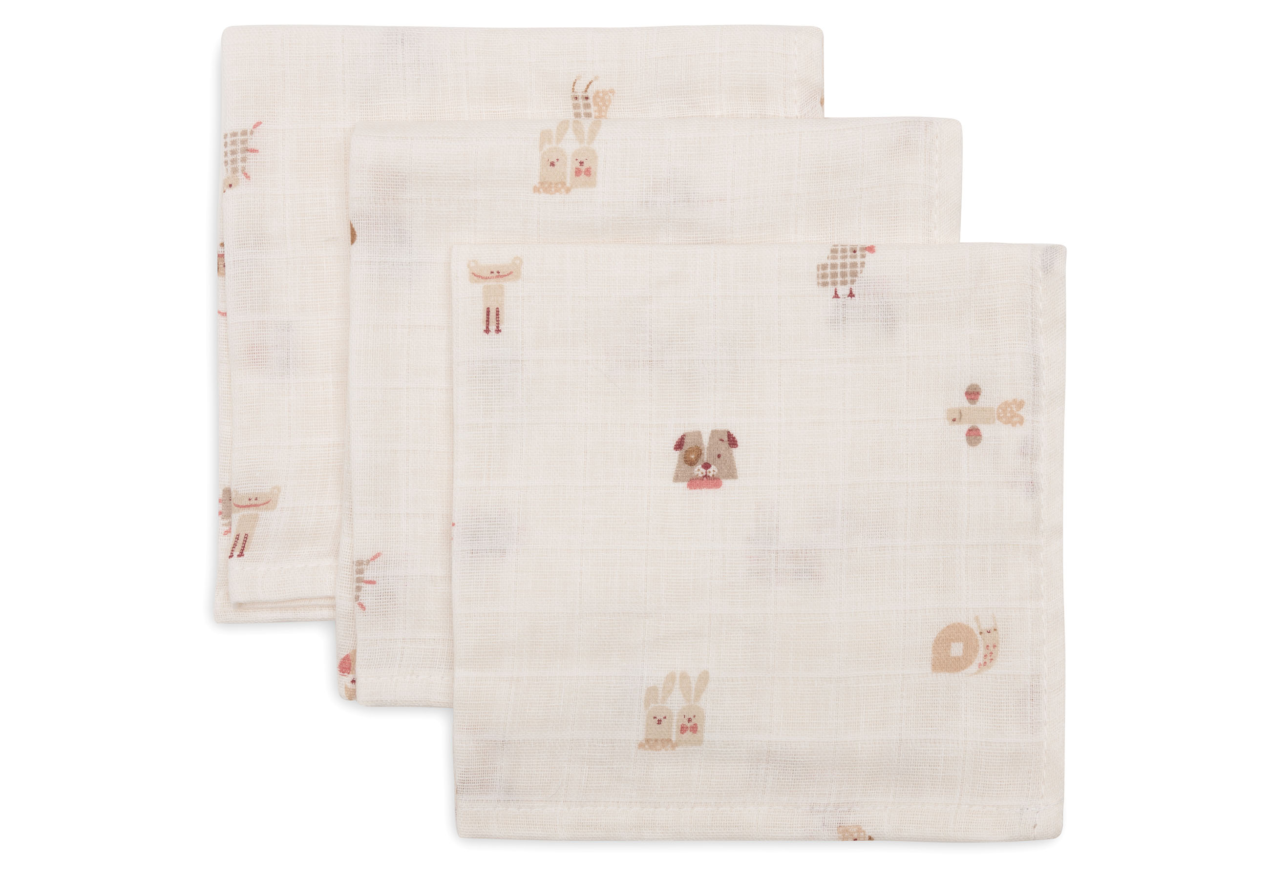 Jollein Muslin Tvättlapp 31x31cm Animal Friends (3pack)						