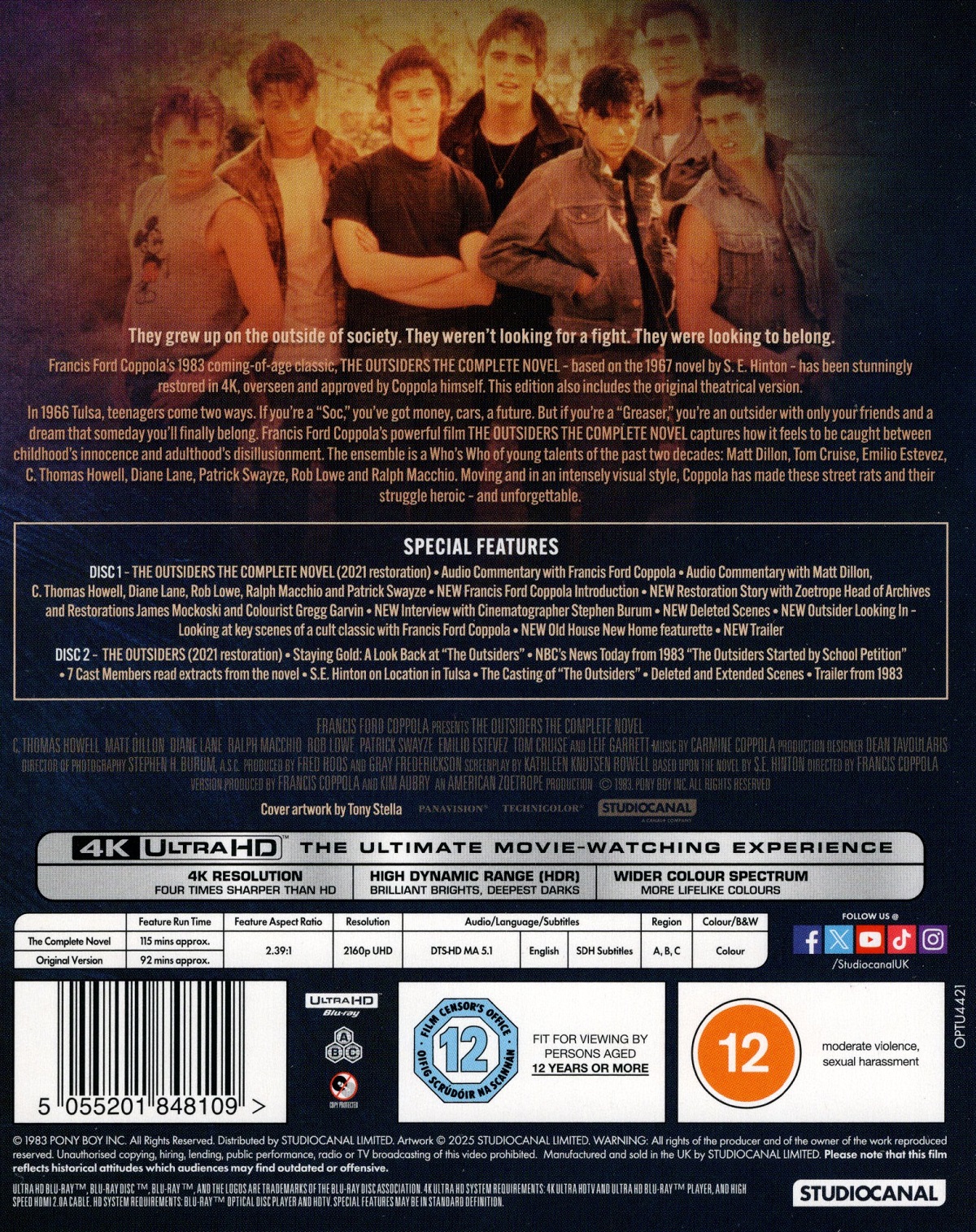 The Outsiders - The Complete Novel (ej svensk text) (4K Ultra HD) - 2