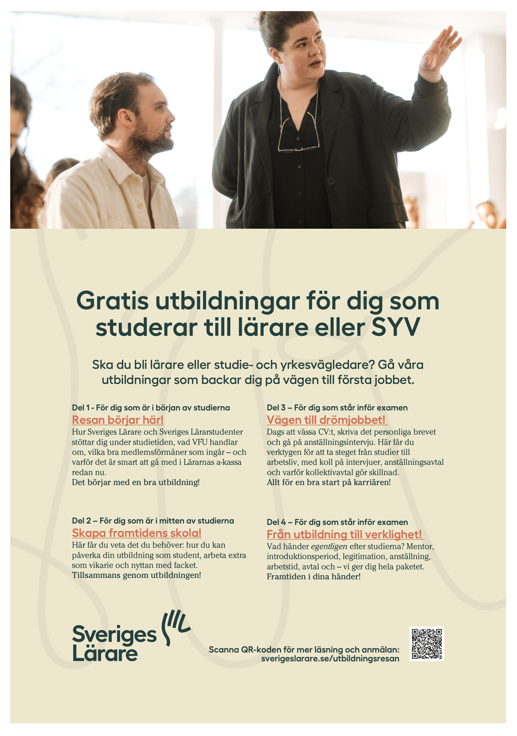 Gratis utbildningar för dig som studerar till lärare eller SYV – affisch