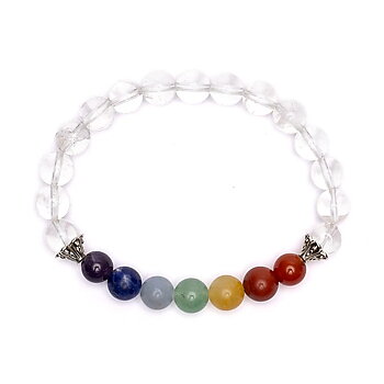Chakra armband bergkristall elastisk  8mm