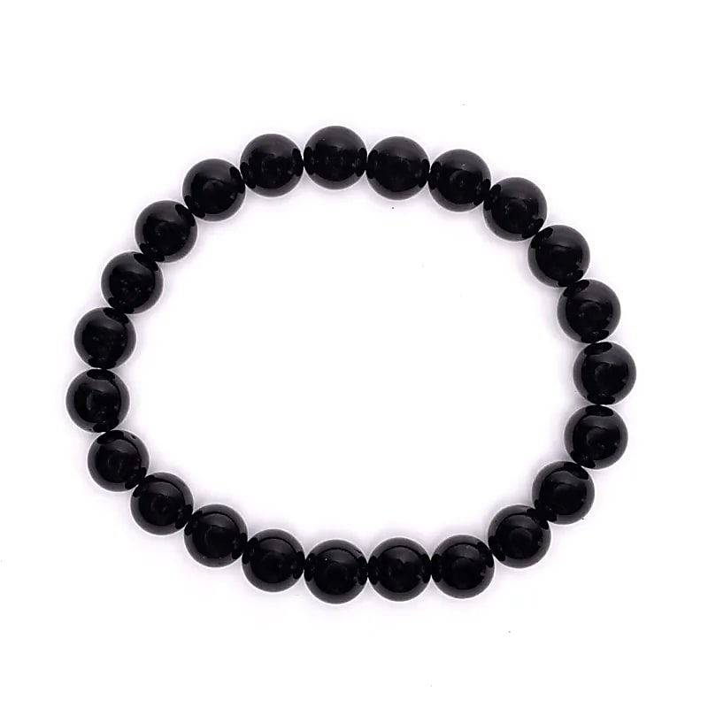 Svart turmalin armband elastisk  8mm - 2