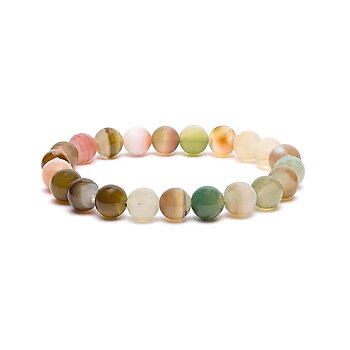 Blandat agat armband elastisk  8mm