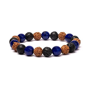 Armband lava sten / rudraksha / sodalite  8mm