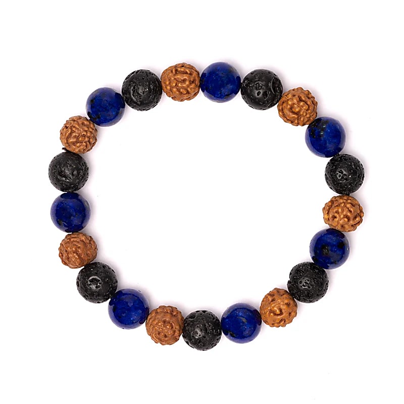 Armband lava sten / rudraksha / sodalite  8mm - 2