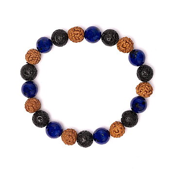 Armband lava sten / rudraksha / sodalite  8mm
