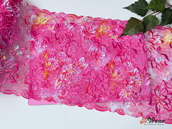 Beautiful non stretch lace in fuchsia with white and yellow 25 cm