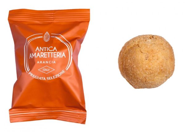Amaretti Apelsin, 20 g. Mjuk, söt italiensk amarettikaka från Piemonte.