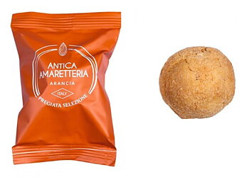 Amaretti Apelsin, 20 g. Mjuk, söt italiensk amarettikaka från Piemonte.