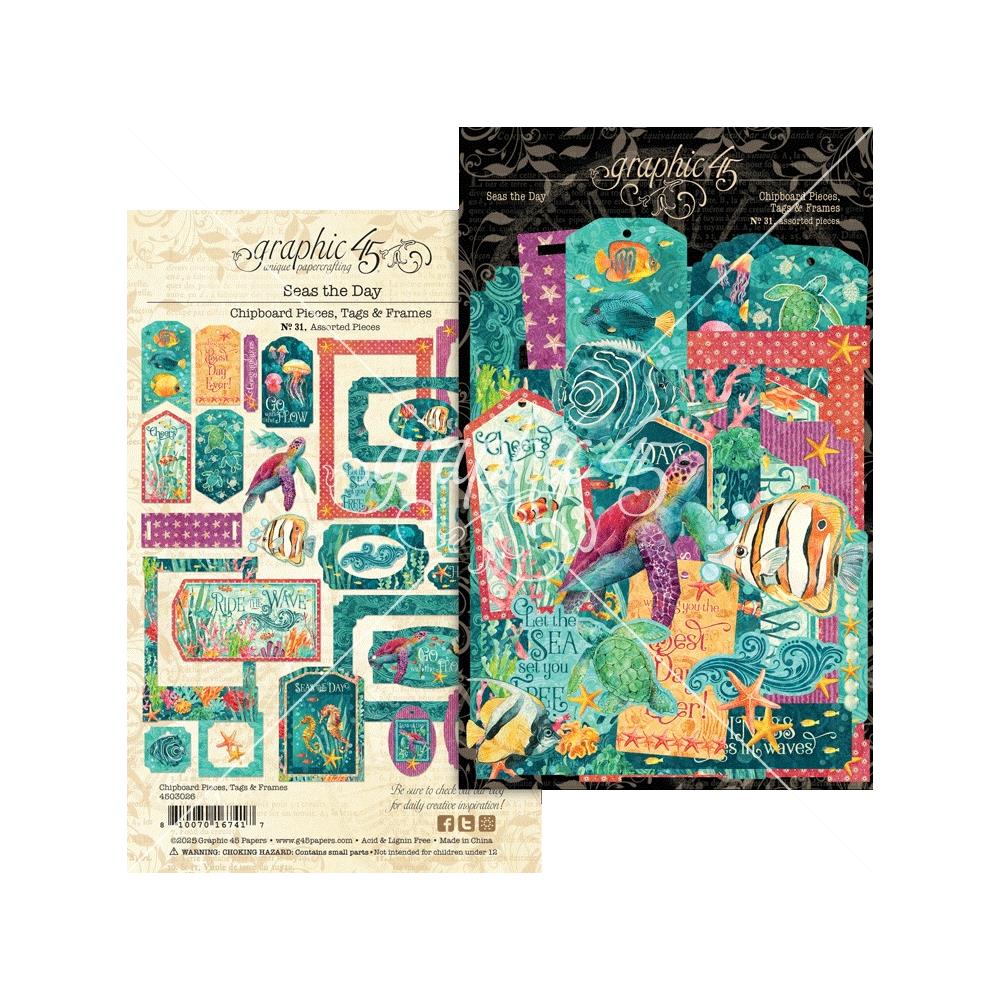 Graphic45 - Chipboard Die-Cuts - Tags & Frames, Seas The Day