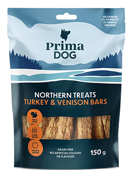 PrimaDog Northern Treats Turkey & Venison bars 150 gr