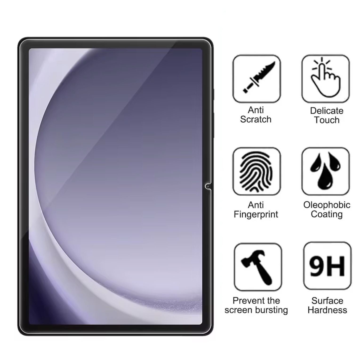 Samsung Galaxy Tab A9+ skärmskydd härdat glas 9H - 3