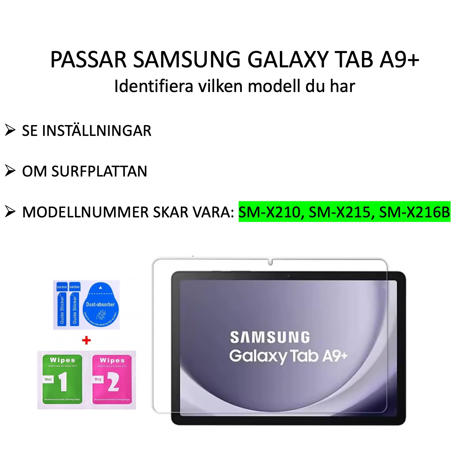 Samsung Galaxy Tab A9+ skärmskydd härdat glas 9H - 2
