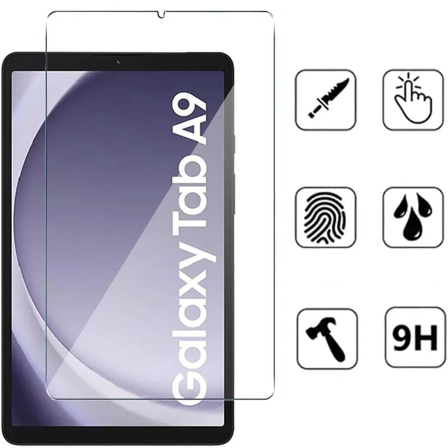 Samsung Galaxy Tab A9 skärmskydd härdat glas 9H