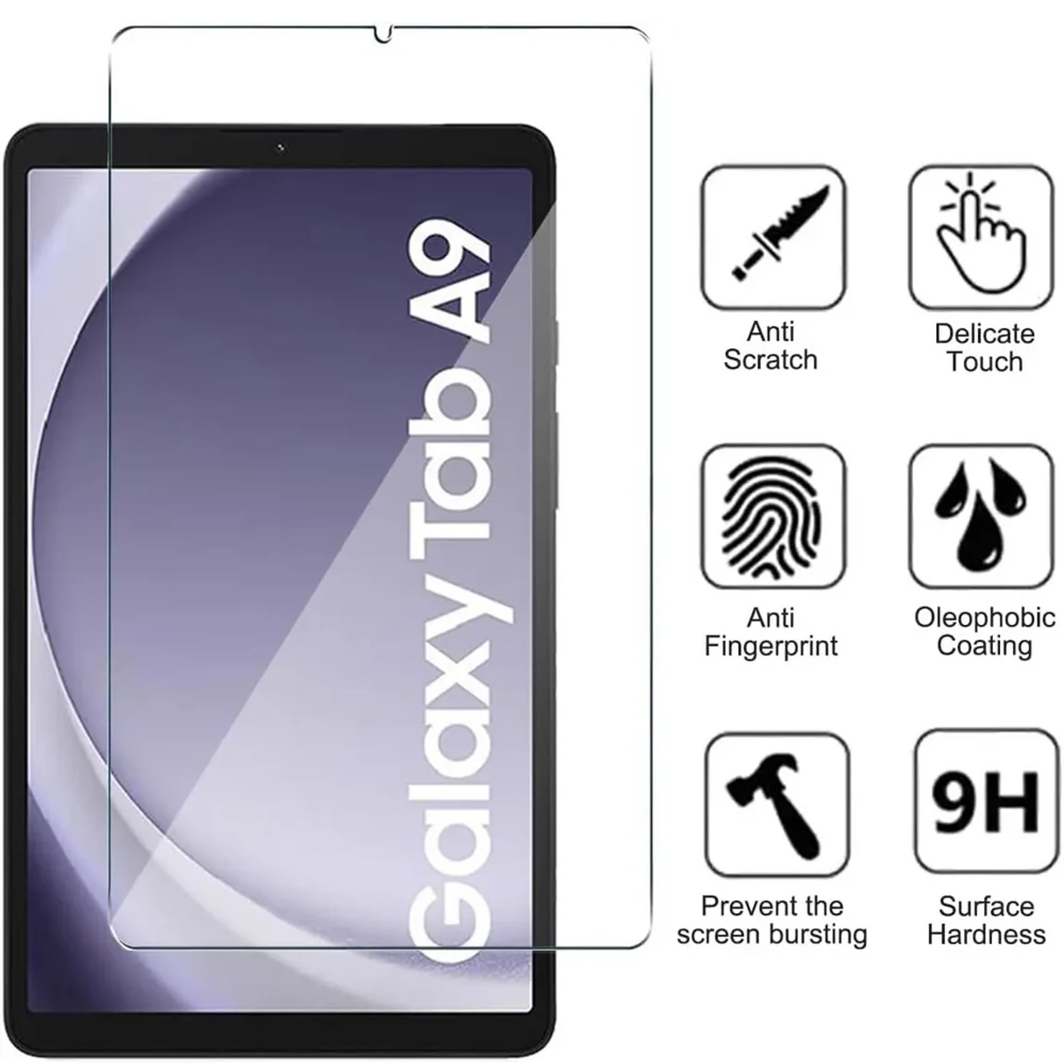 Samsung Galaxy Tab A9 skärmskydd härdat glas 9H - 3