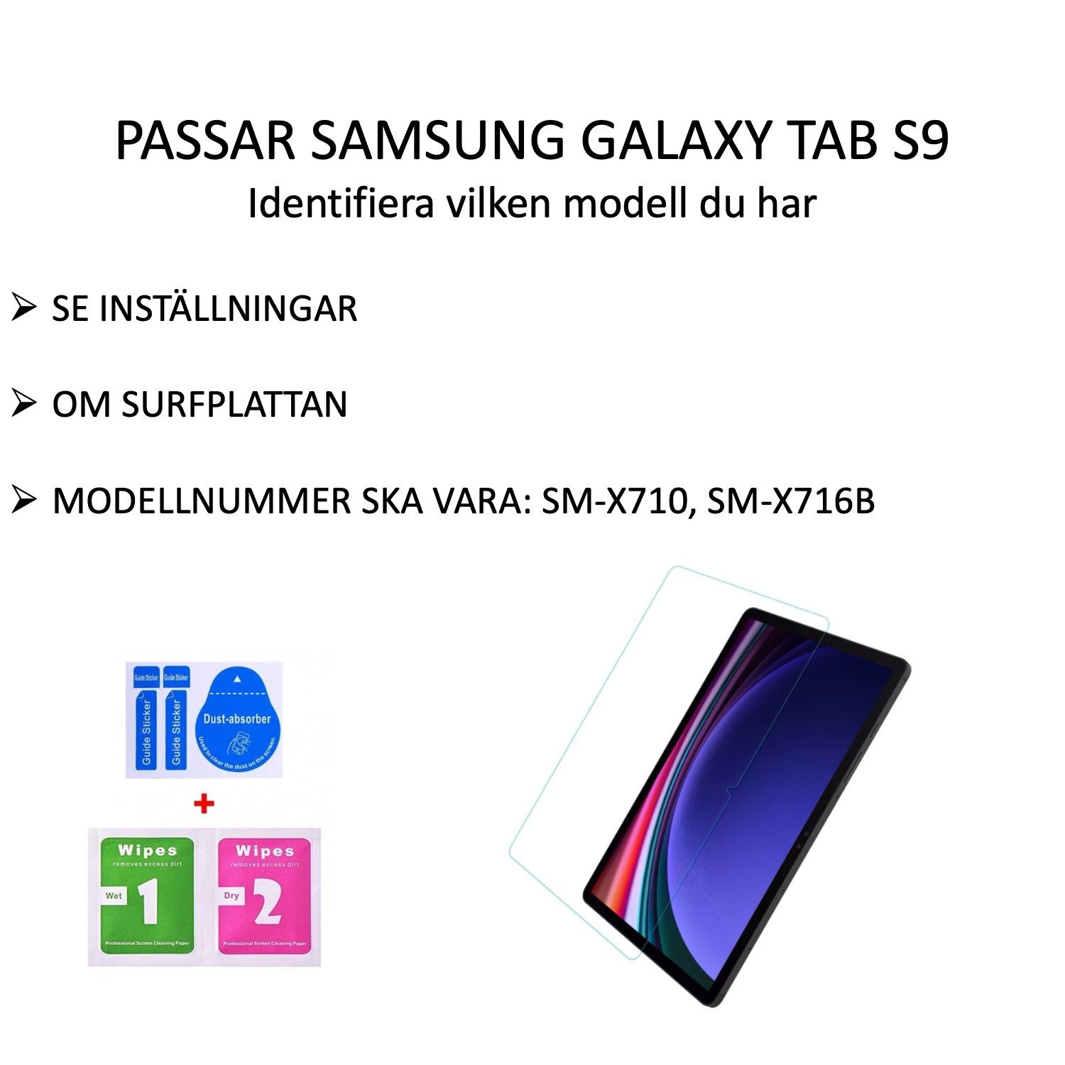 Samsung Galaxy Tab S9 skärmskydd härdat glas 9H - 2