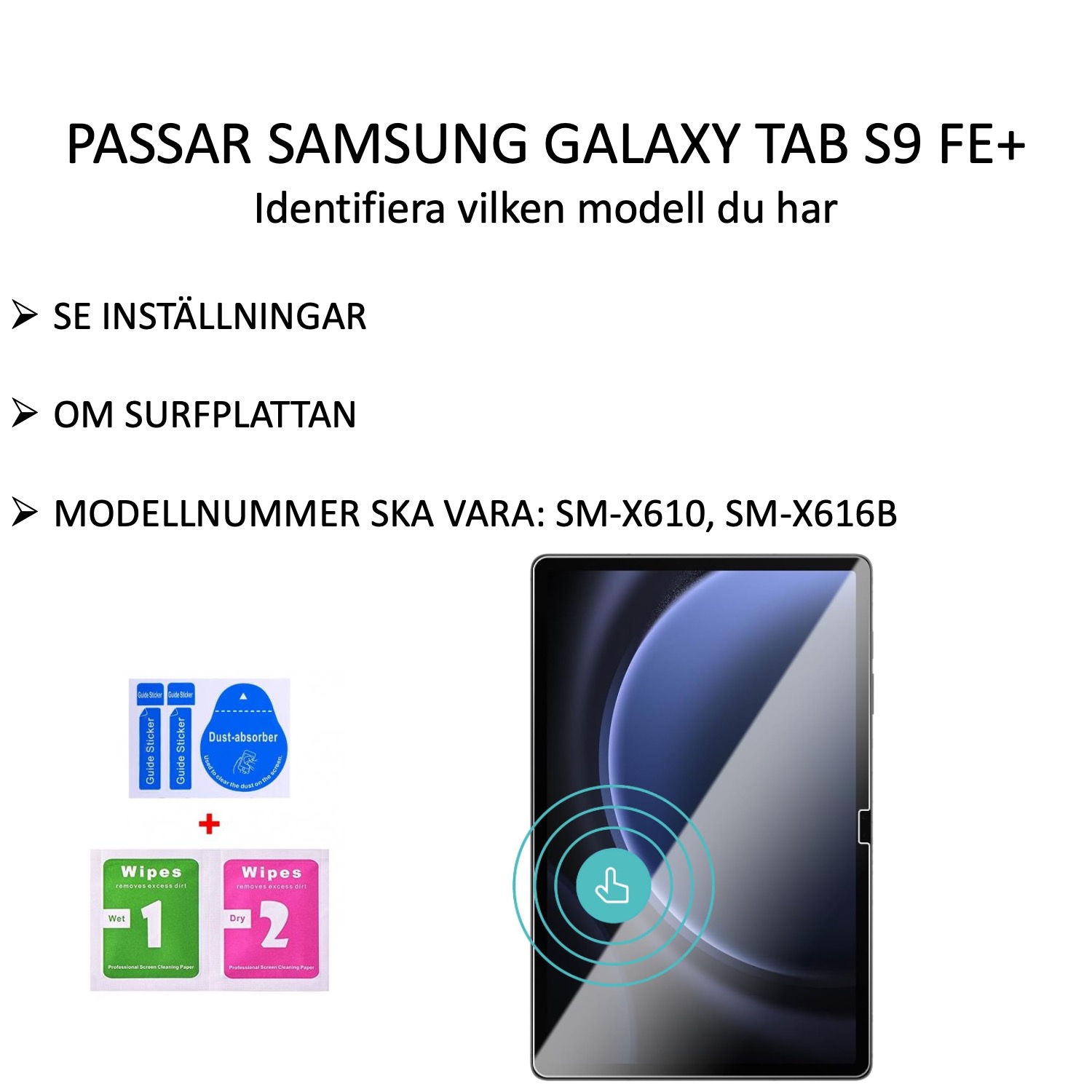 Samsung Galaxy Tab S9 FE+ Plus skärmskydd härdat glas 9H - 2