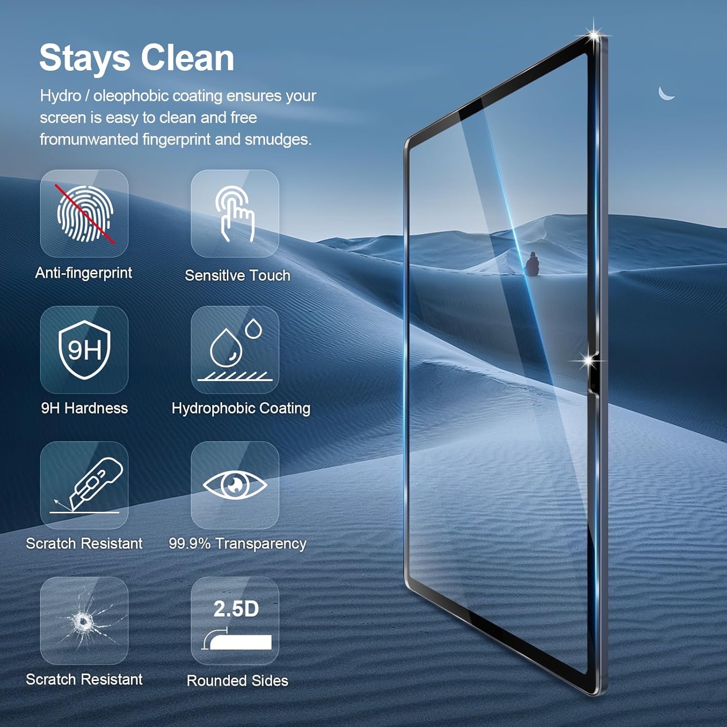 Samsung Galaxy Tab S10+ Plus skärmskydd härdat glas 9H - 5