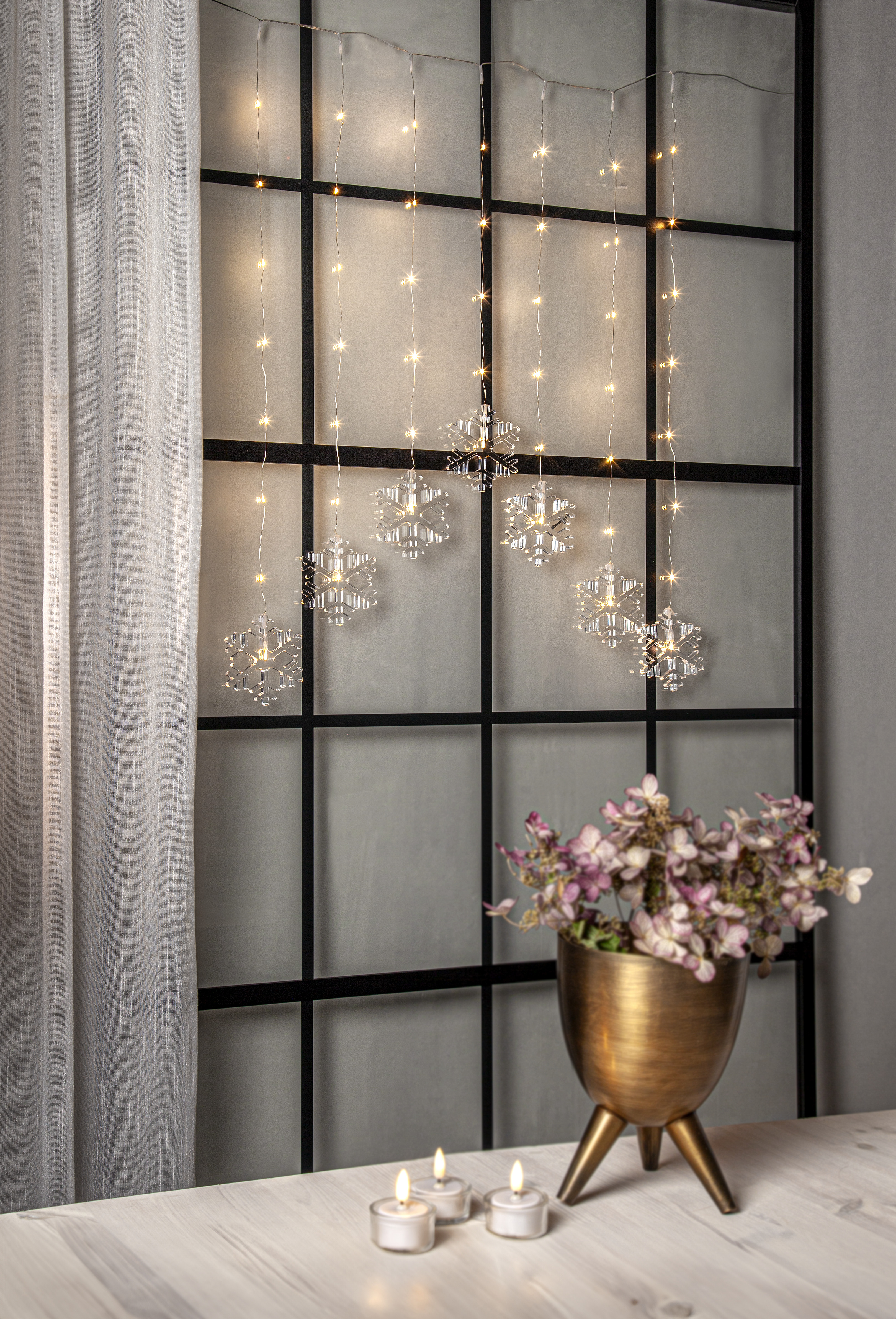 Light curtain with snowflakes - 85x60 cm - 3