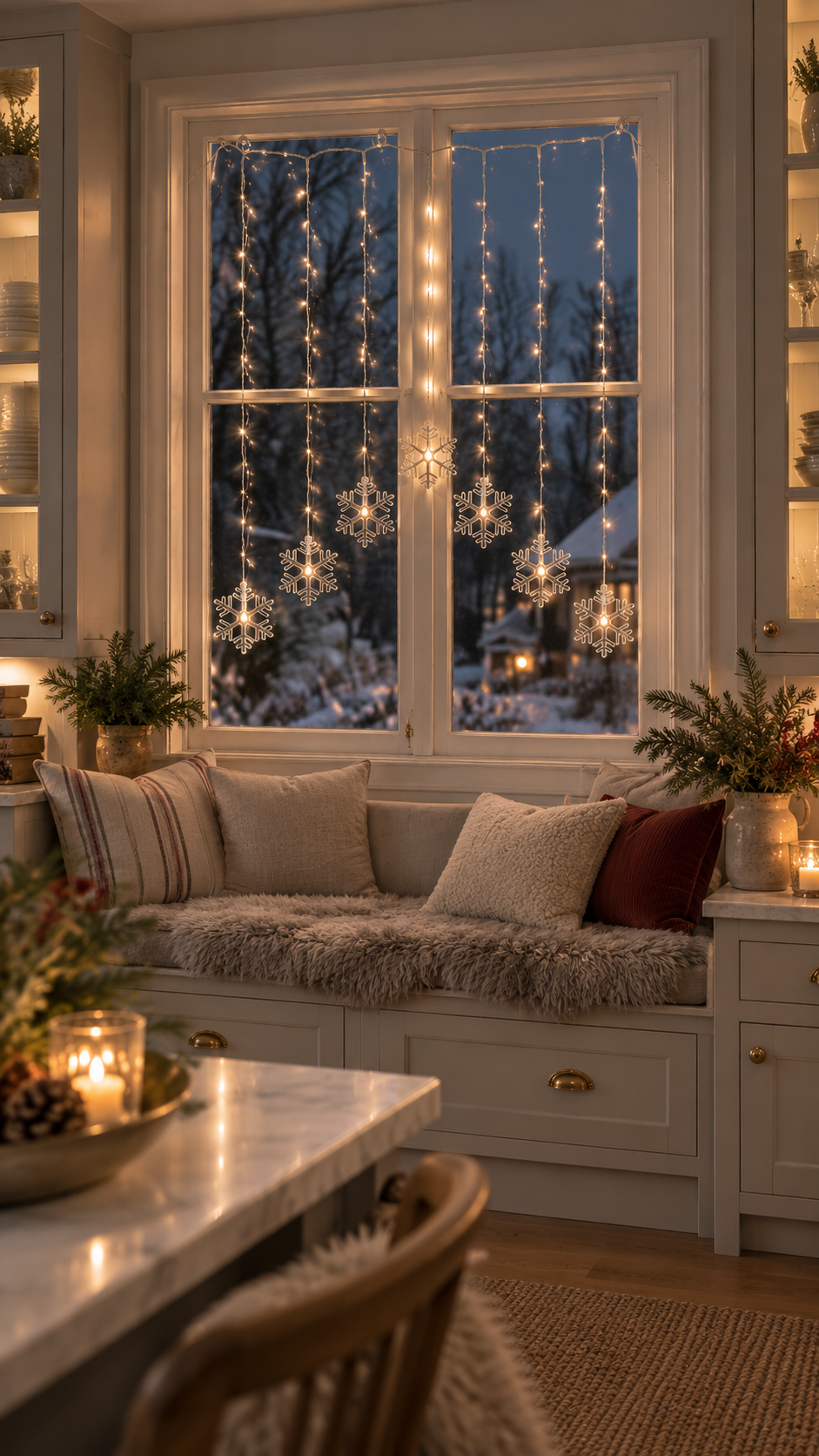 Light curtain with snowflakes - 85x60 cm - 4